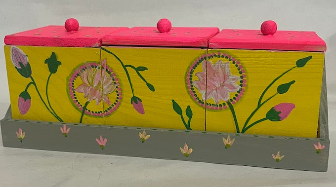 3 in 1 box wood hand painted