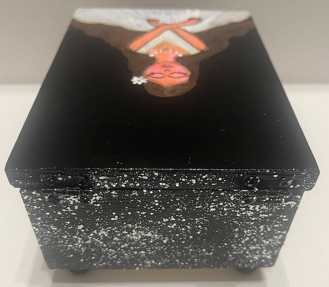 A mini hand painted jewelry box