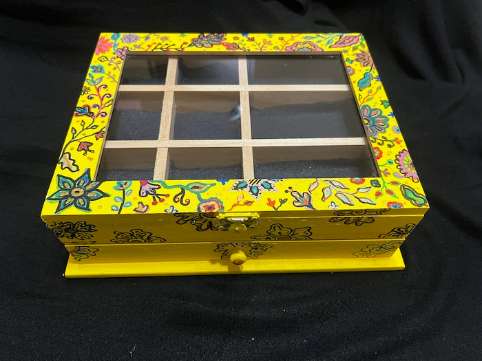 Beautiful yellow jewelry box, painted and unique gift!
