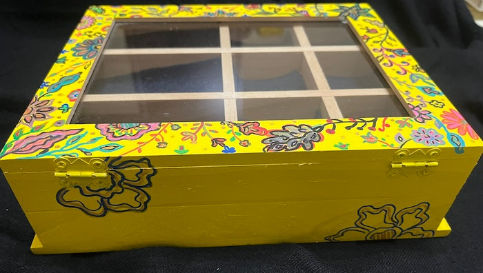 Beautiful yellow jewelry box, painted and unique gift!
