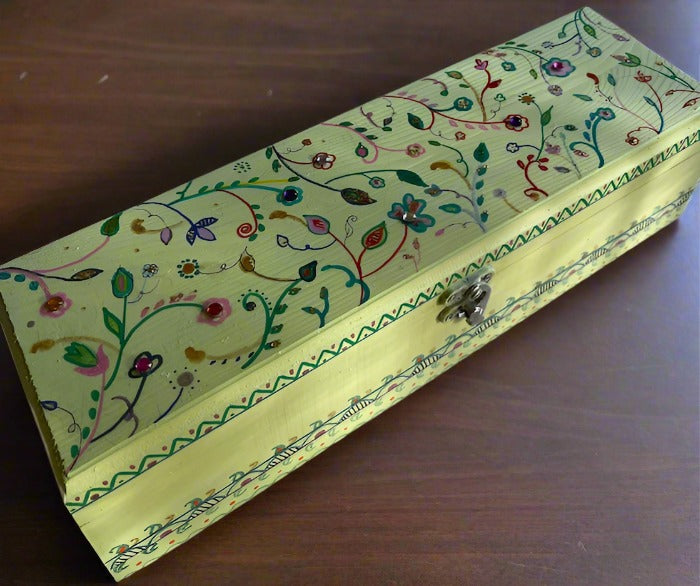 A light green hand painted wooden box!