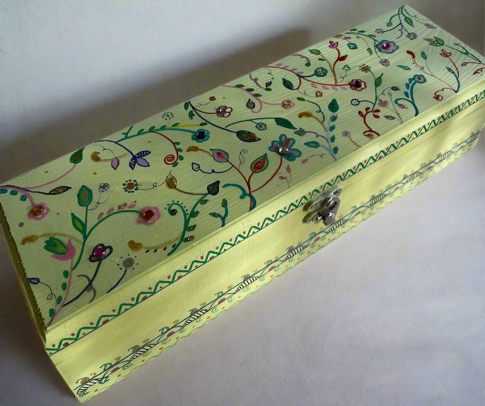 A light green hand painted wooden box!