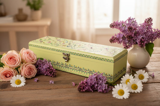 A light green hand painted wooden box!