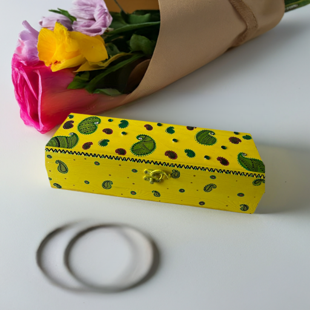 A rectangle yellow wooden Box