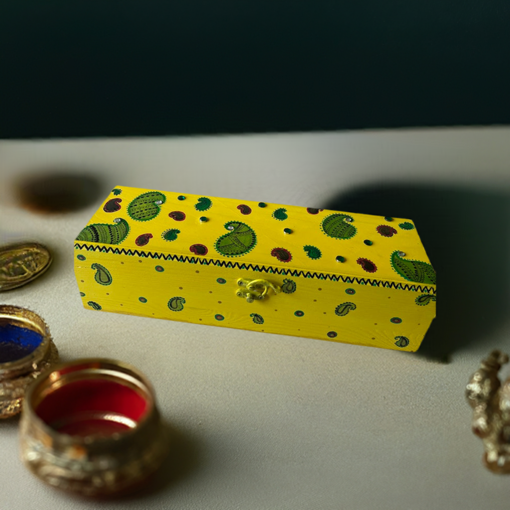 A rectangle yellow wooden Box