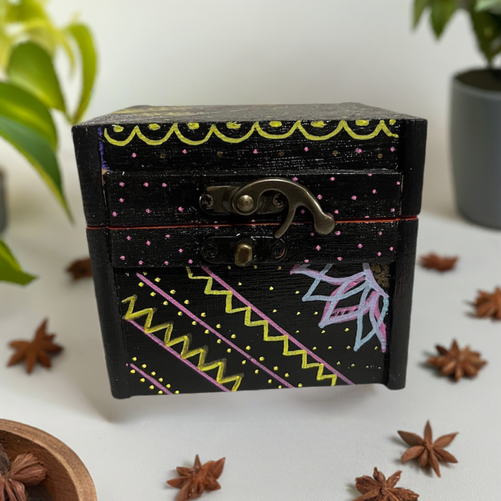 A hand painted beautiful wooden gift box with lid