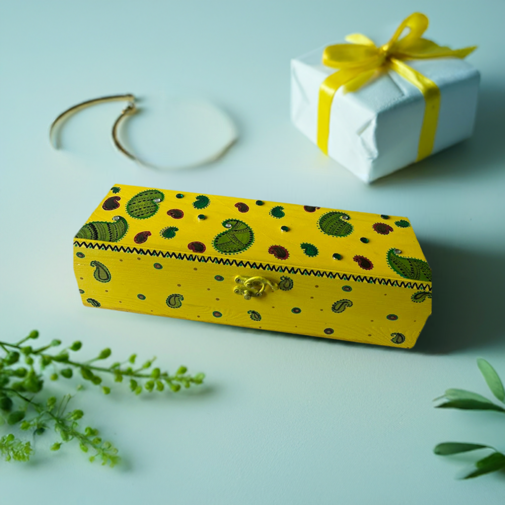 A rectangle yellow wooden Box