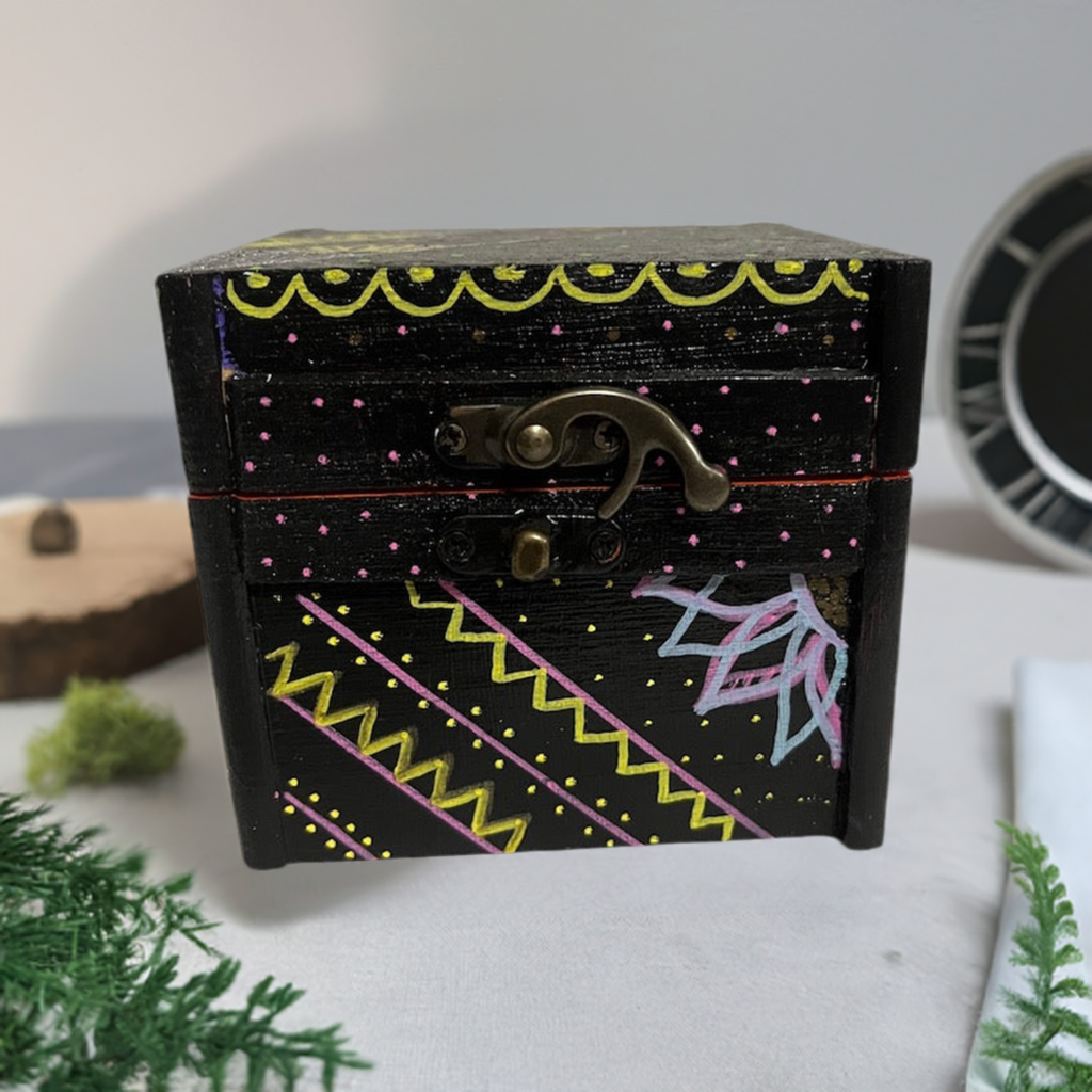 A hand painted beautiful wooden gift box with lid