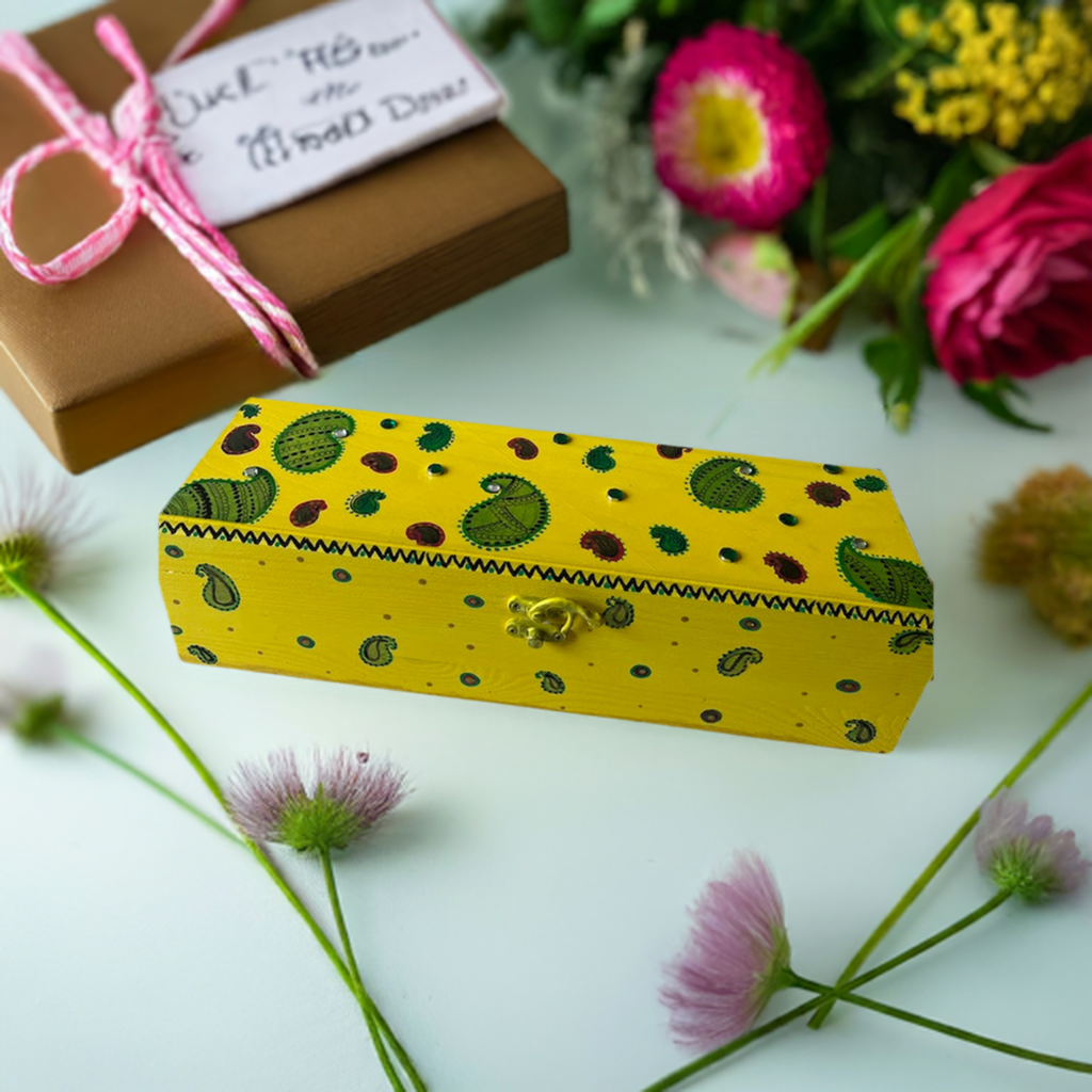 A rectangle yellow wooden Box