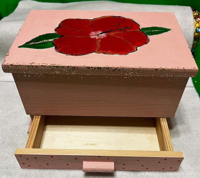 Hibiscus painted jewelry box
