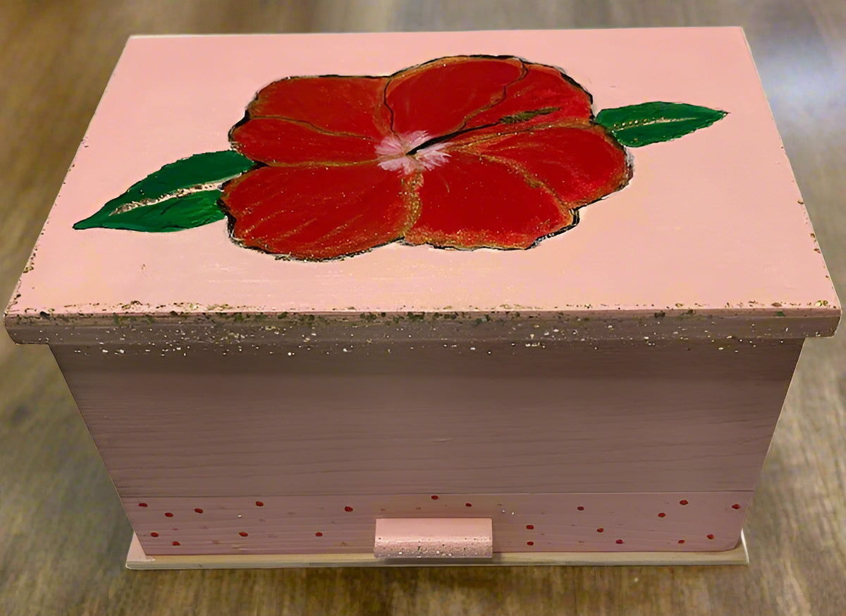 Hibiscus painted jewelry box