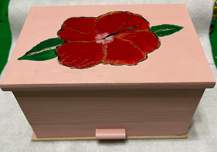 Hibiscus painted jewelry box
