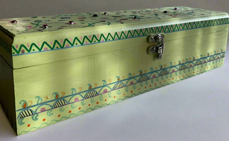 A light green hand painted wooden box!