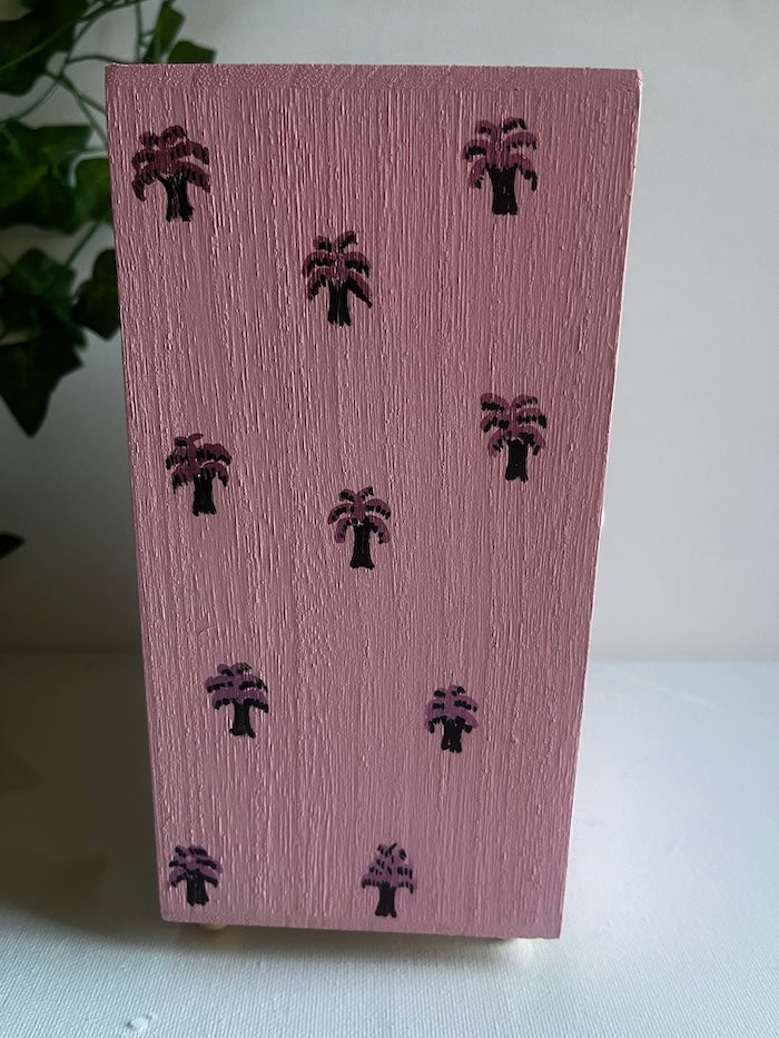 hand painted palm tree motif dresser
