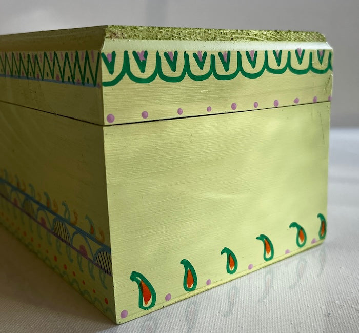 A light green hand painted wooden box!