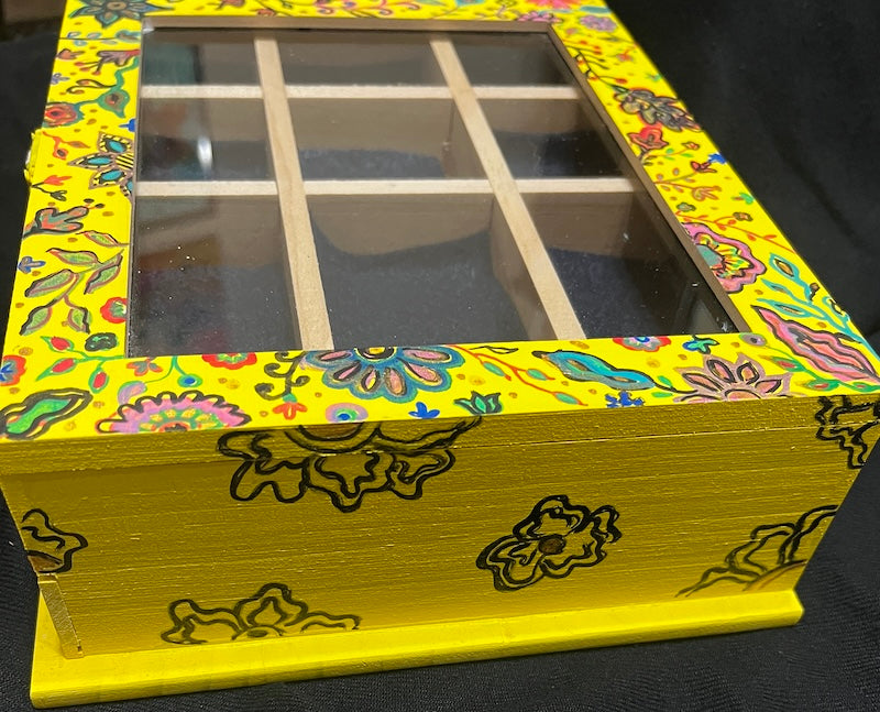 Beautiful yellow jewelry box, painted and unique gift!