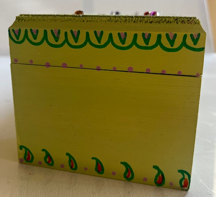 A light green hand painted wooden box!