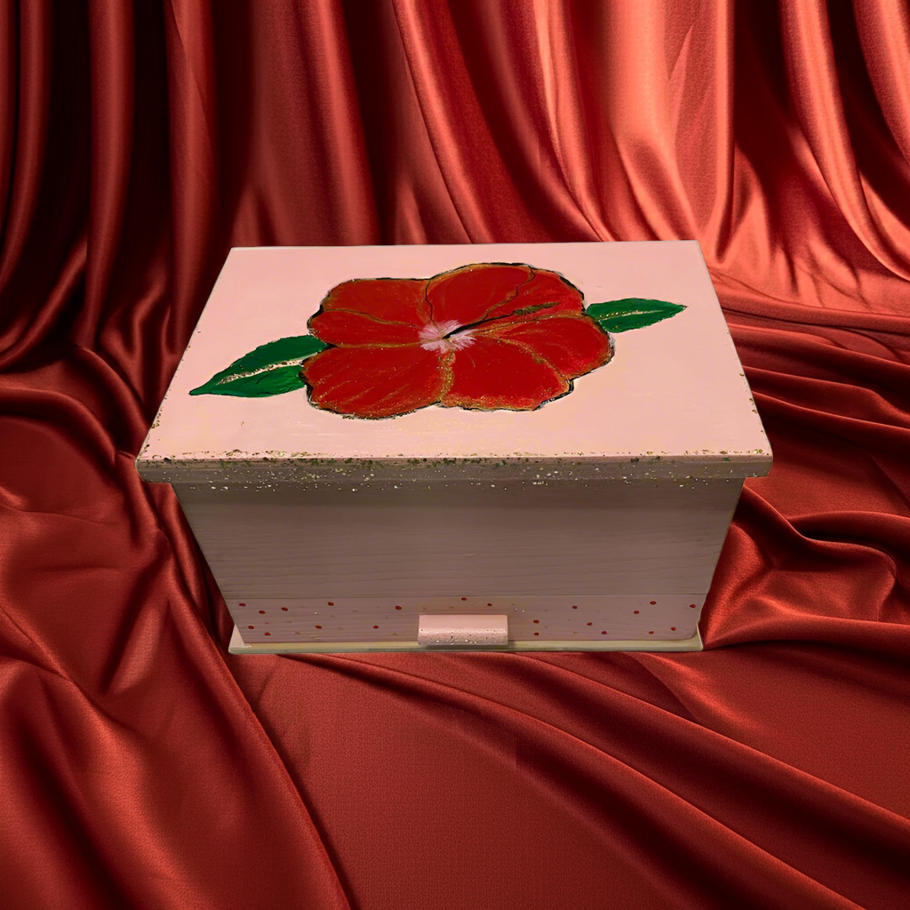 Hibiscus painted jewelry box