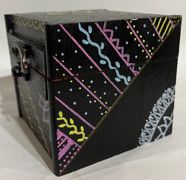 A square gift box hand painted wood box