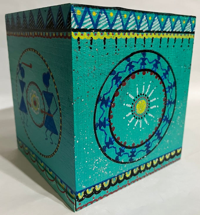 Hand painted warli tissue box cover