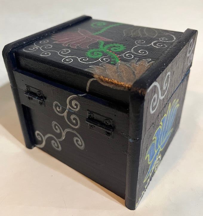 A blue wooden gift box