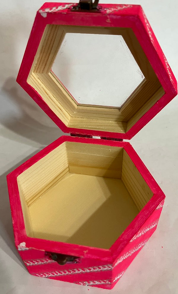 A hexagon wooden gift box