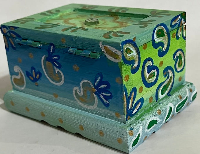 A hand painted Paisley wooden box