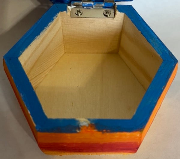 A hand painted wooden box