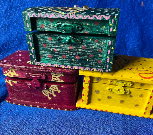 small wooden hand painted box