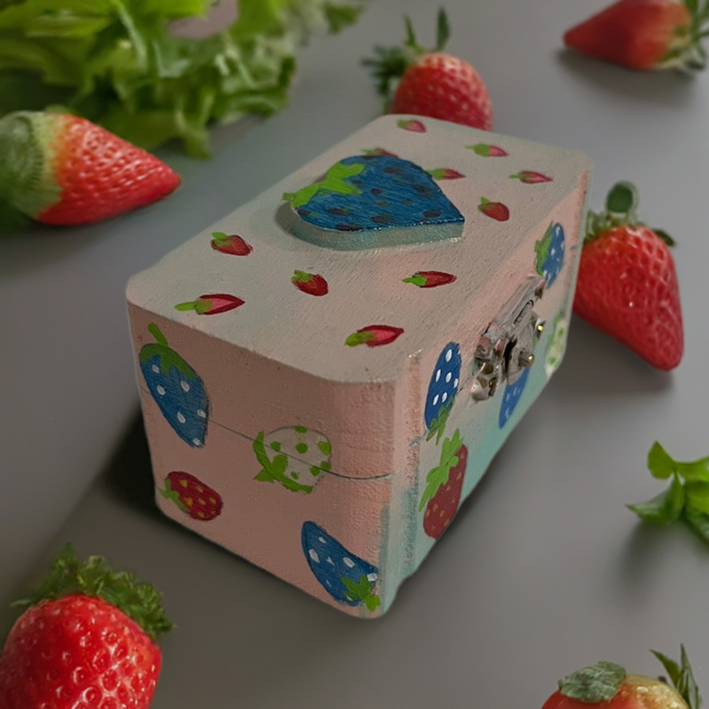 A small hand painted wooden box
