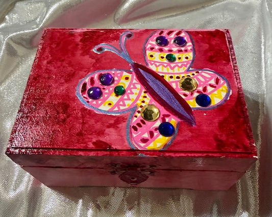 Decorative box with a hand painted butterfly wooden box