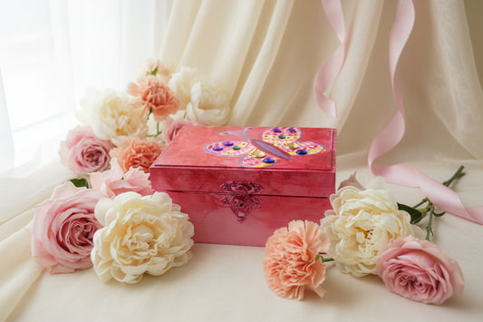 Decorative box with a hand painted butterfly wooden box