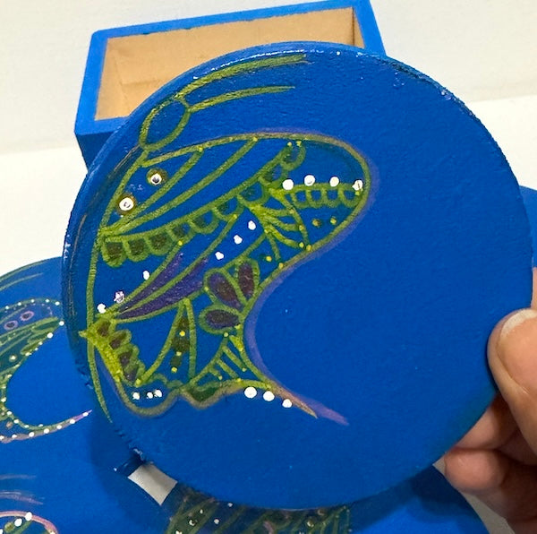 butterfly art wooden coaster