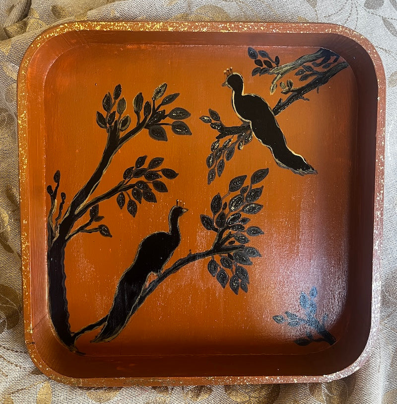 wooden painted tray