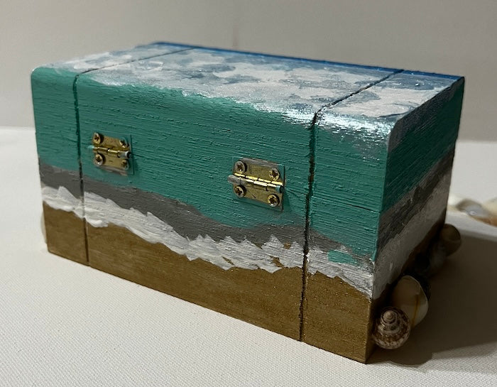 The ocean theme hand painted wooden box