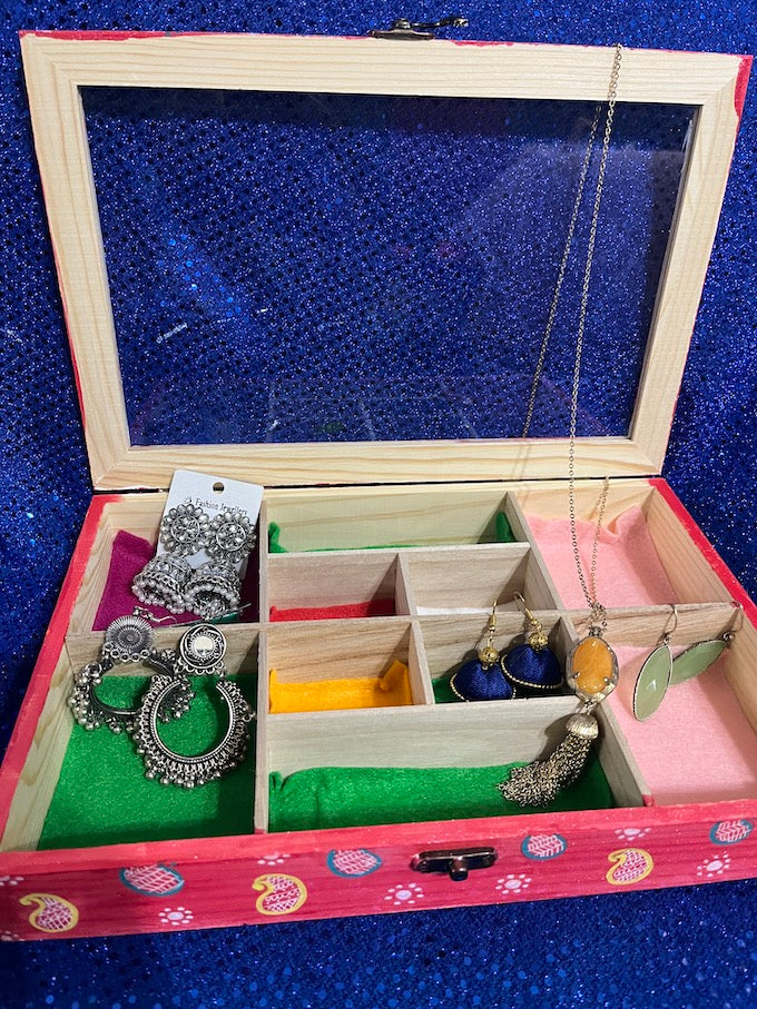 A jewelry box with compartments