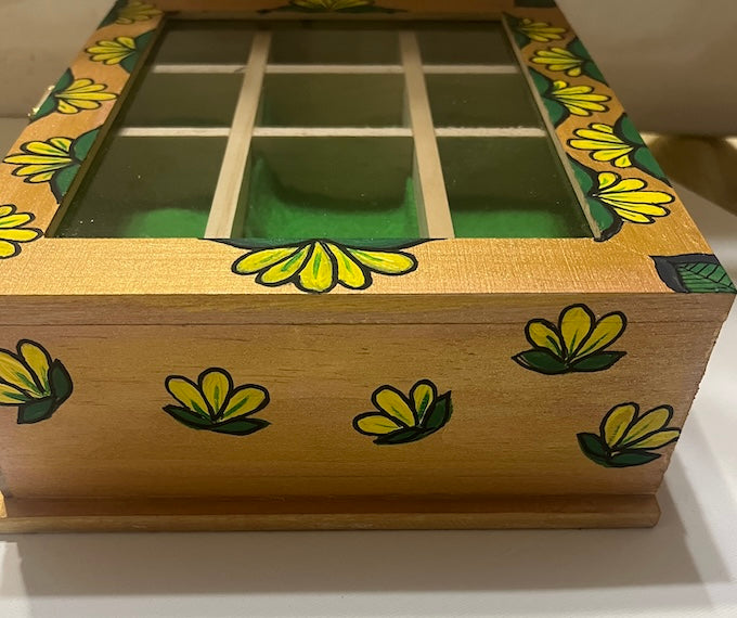 Bright floral hand painted jewelry box