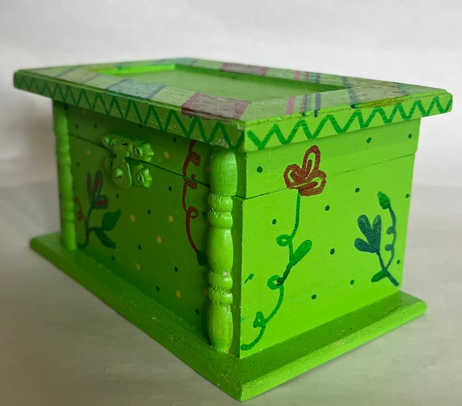 hand painted green wood box