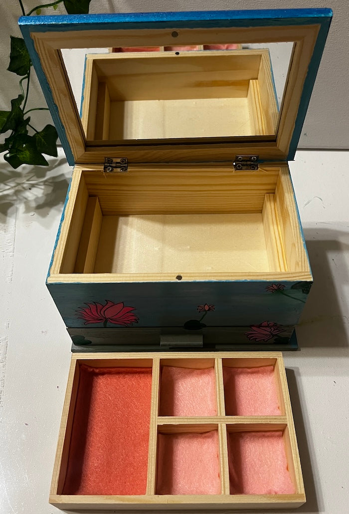 A Koi fish painted jewelry box