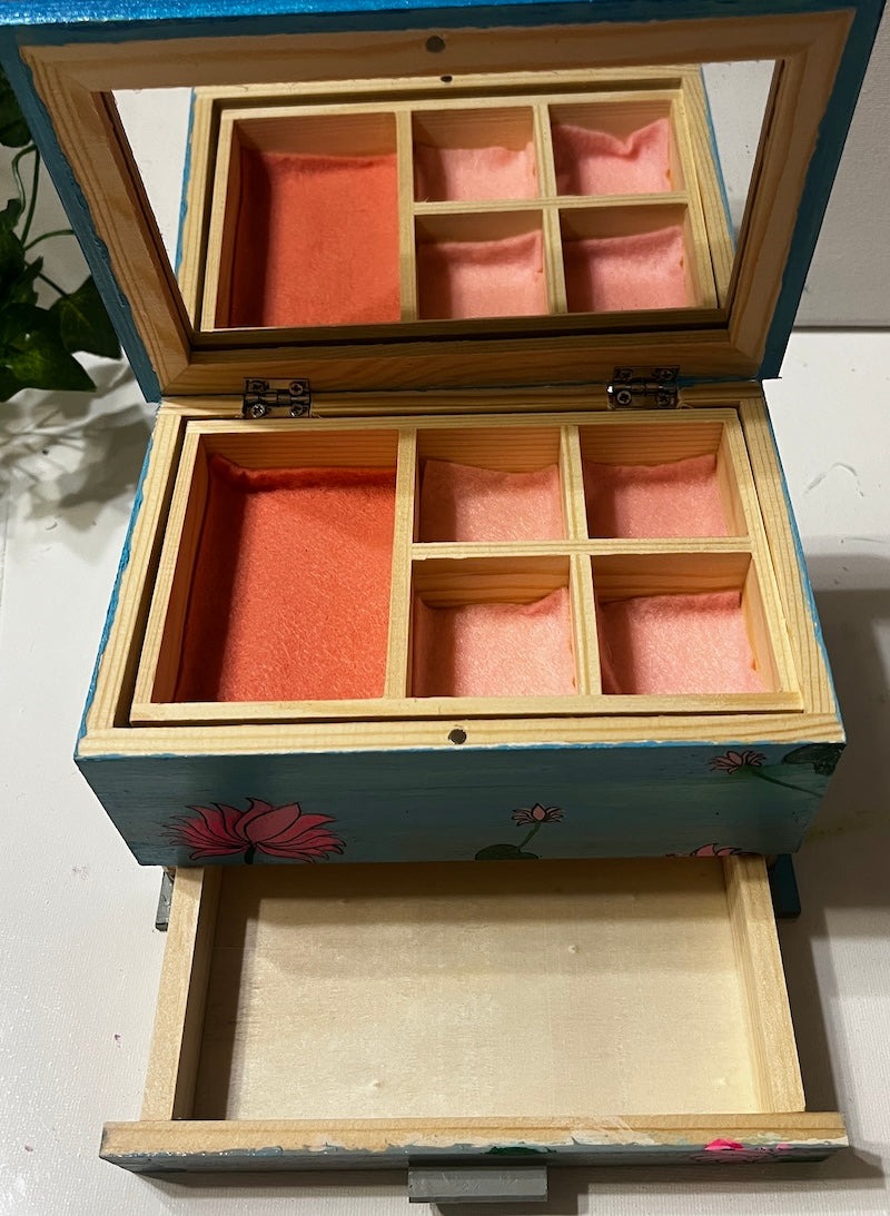 A Koi fish painted jewelry box