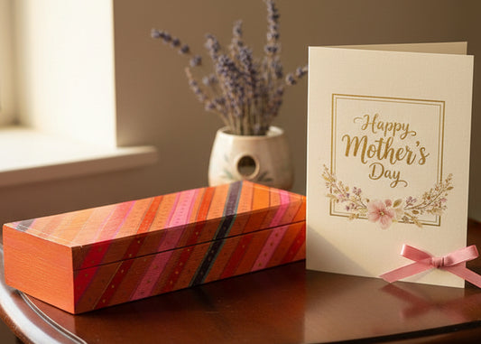 A colorful gift box stripes and dots