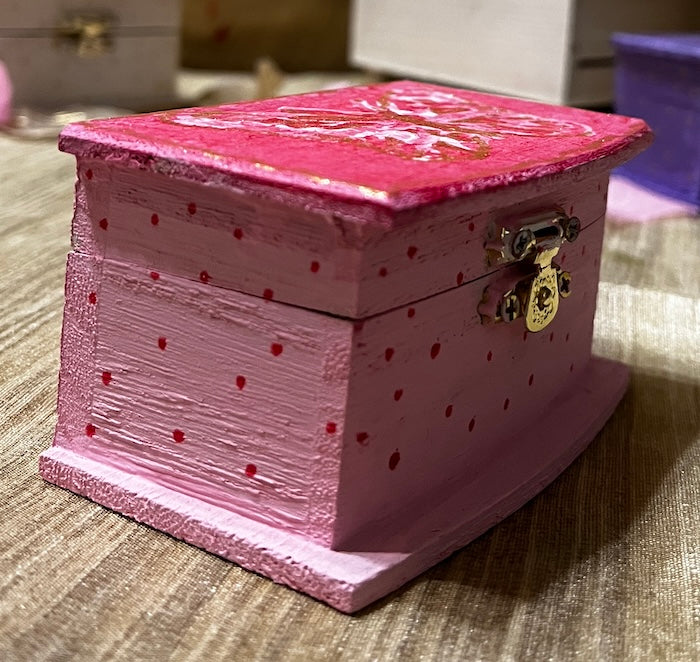 A mini wooden box hand painted & unique