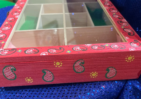 Hand painted red jewelry box