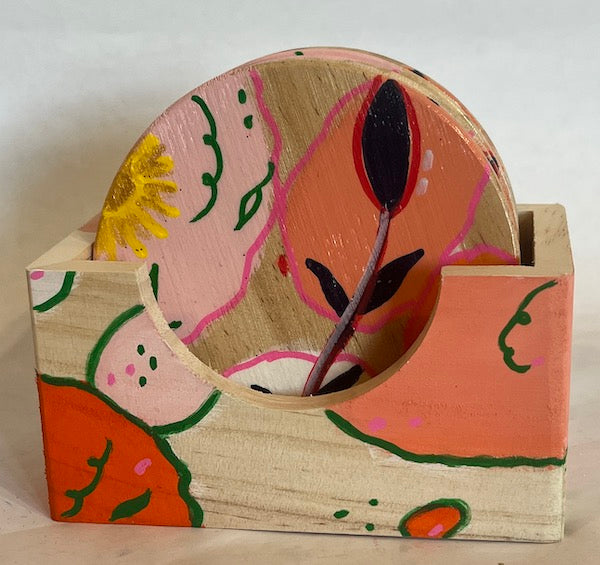 hand painted wooden coasters