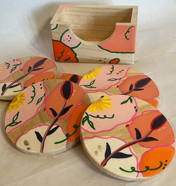 Hand Build Coasters Unique Hand Painted Wood Coasters for Your Next Party