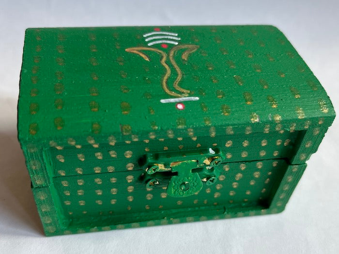 A hand painted green Ganesha wooden gift box 