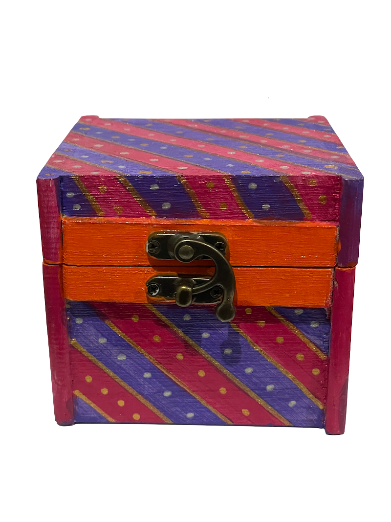 A small colorful wooden box