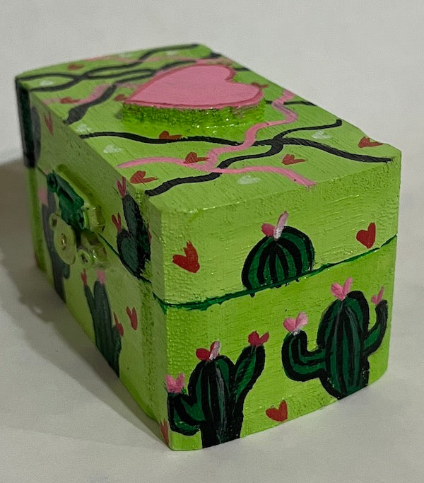 A cactus hand painted green box