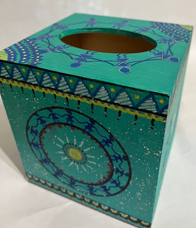 Hand painted warli tissue box cover