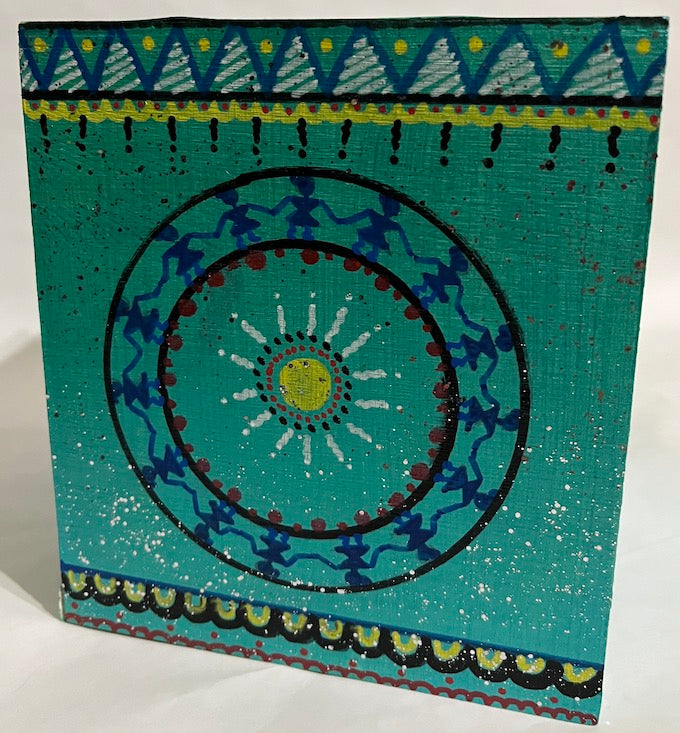 warli art, shade of blue, hand painted tissue box cover